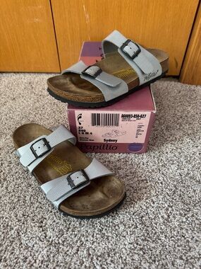 Papillio Womens Sydney Double-Strap Sandals in Structure Silver